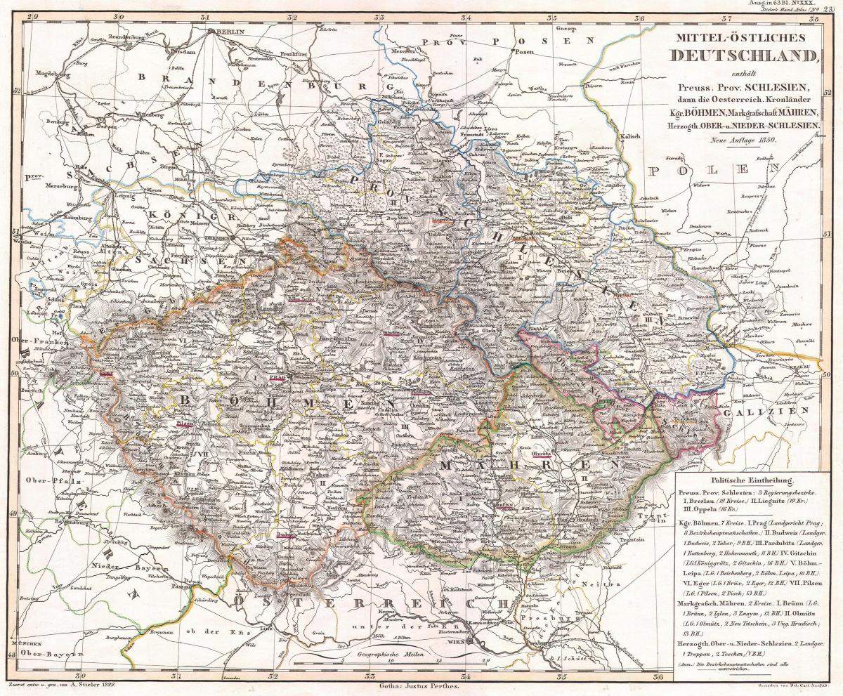 Mapa histórico da República Checa (Checoslováquia)