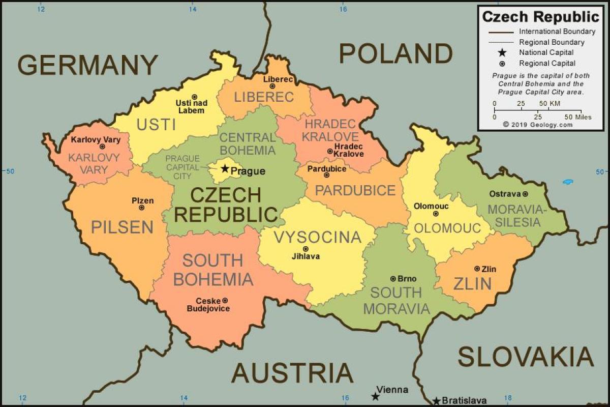 Mapa da capital da República Checa (Checoslováquia)