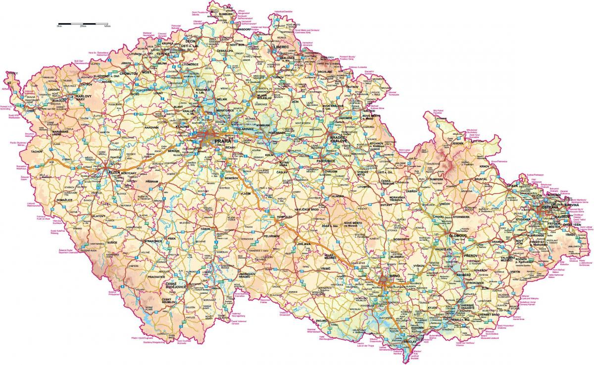 Grande mapa da República Checa (Checoslováquia)