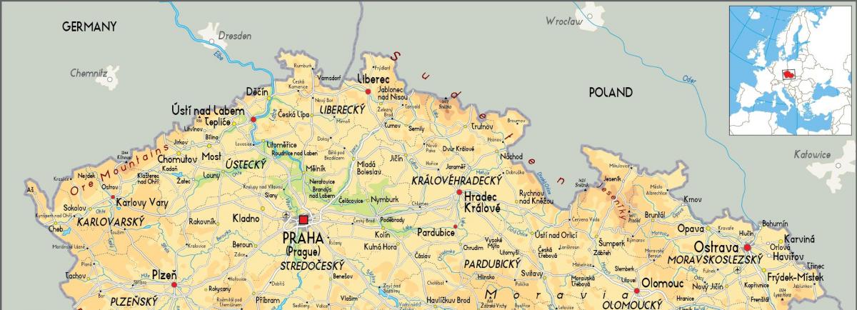 Mapa do Norte da República Checa (Checoslováquia)