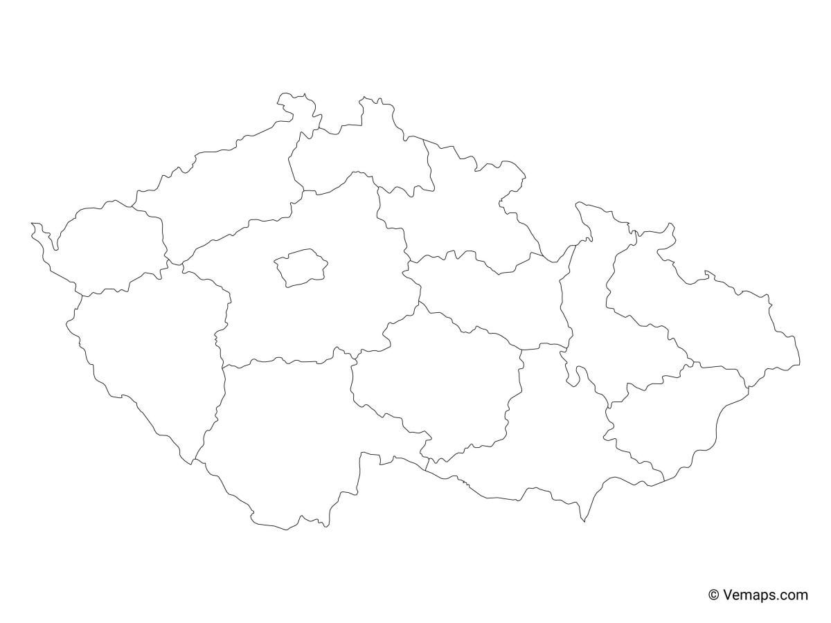 Mapa de contornos da República Checa (Checoslováquia)