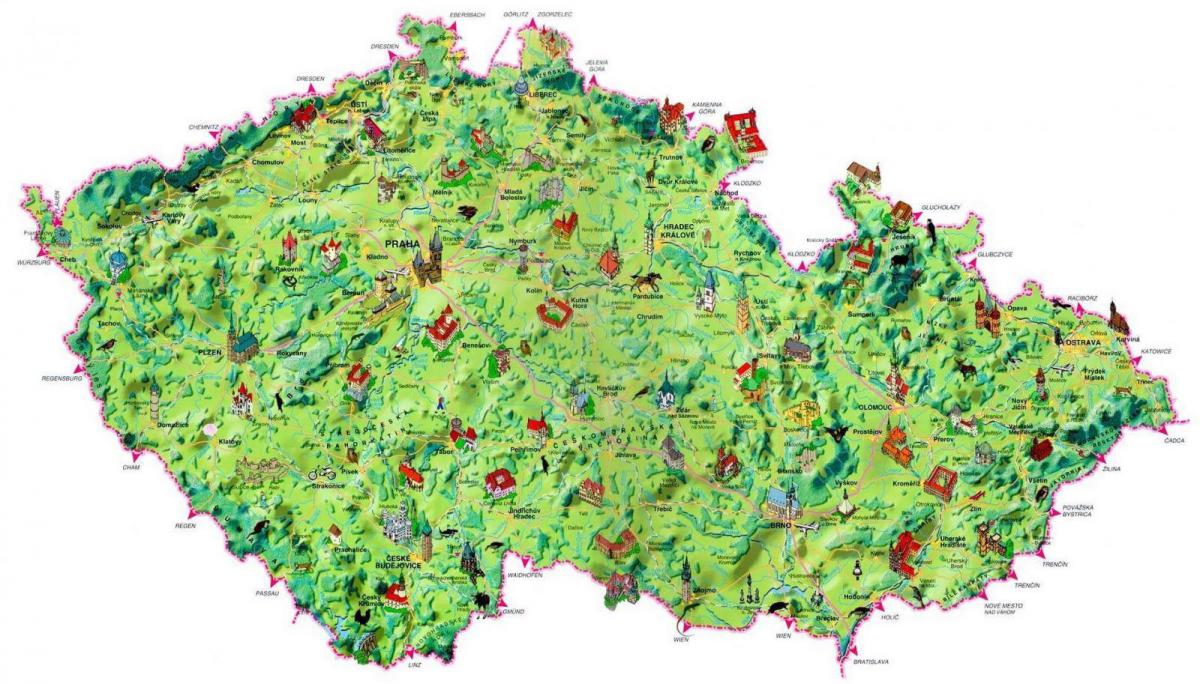 Mapa de viagem da República Checa (Checoslováquia)